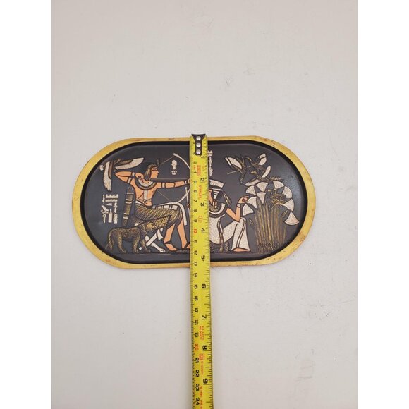 Antique bronze plate, Wall decor black and gold vintage metal plate, Wall plate, - Picture 10 of 10